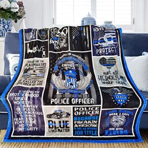 Police Officer Gifts Blanket Gifts for Policeman Birthday Gifts for Policeman Gift Ideas for Police Officer Dad Son Husband Boyfriend Ultra-Soft Flannel Plush Throw Blankets 50"x60"