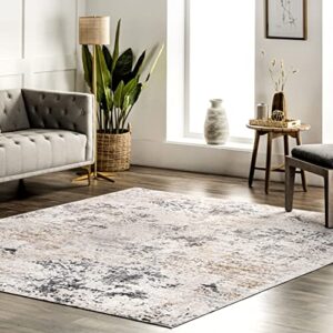 nuloom danae abstract machine washable area rug, 8′ x 10′, ivory