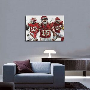 Patrick Mahomes, Tyreek Hill, Travis Kelce Poster Art Canvas Wall Art Decor Paintings Picture for Home Living Room Decoration Unframe:12x18inch(30x45cm)