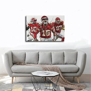 Patrick Mahomes, Tyreek Hill, Travis Kelce Poster Art Canvas Wall Art Decor Paintings Picture for Home Living Room Decoration Unframe:12x18inch(30x45cm)