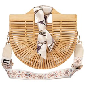 yidianai women’s bamboo handbag fashion top-handle bags handmade trendy style tote bag tasteful basket