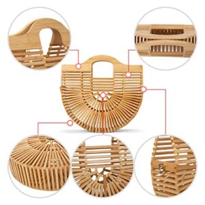 YIDIANAI Women's Bamboo Handbag Fashion Top-Handle Bags Handmade Trendy Style Tote Bag Tasteful Basket