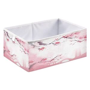 kigai collapsible storage basket,japanese cherry blossom foldable fabric bins shelves toy storage box closet organizers for nursery,utility room, storage room120