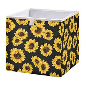 kigai cube storage bin sunflower black foldable storage basket toy storage box for home organizing shelf closet bins, 11 x 11 x 11-inch
