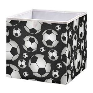 ollabaky closet storage bin cute soccer balls fabric storage cube collapsible waterproof basket box toy bin clothes organizer for shelves drawers, s