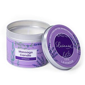 luxmasa essential oil infused natural soy wax scented massage oil candle for home spa and relax (lavender, 6.35oz)