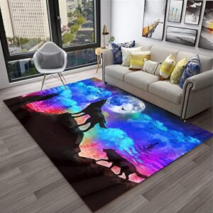 youshosho hippie wolf indoor modern area rug, soft non-shedding carpet floor mats living room bedroom area rugs