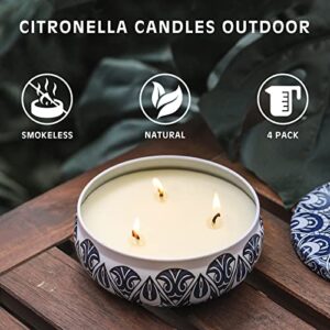 Citronella Candles Outdoor Large, 4 Pack 12 oz Soy Wax Jar Candles, Citronella Candles for Summer Patio Garden Yard Balcony