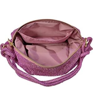 Women's Crystal Rhinestone Slouchy Shoulder Bag for Women Chic Evening Handbag Shiny Purse for Travel Vacation 2022, Rose Pink