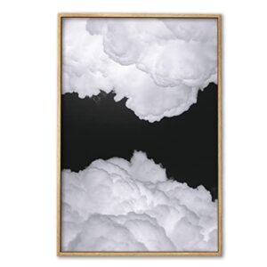 zzuyi framed canvas print wall art black white grayscale cloud sky landscape modern art scenic colorful for living room, bedroom, office- 12″x16″ natural