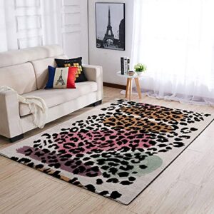 pordymor colorful leopard cheetah pattern small rug: 3x5 feet area rug, rugs for living room bedroom, suitable for boys and girls bedroom, print rugs decor for themed room, floor carpet.
