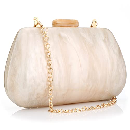 Acrylic Purse and Handbag for Women Small Clutch Purses Acrylic Evening Clutch Bag Shoulder Bag with Gold Chain (Champagne)