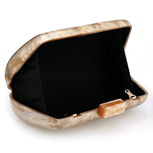 Acrylic Purse and Handbag for Women Small Clutch Purses Acrylic Evening Clutch Bag Shoulder Bag with Gold Chain (Champagne)