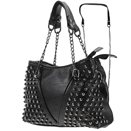 GALPADA Studded Handbag Studded Bag Black Crossbody Bag Rivet Shoulder Bag Leather Tote Bag Crossbody Handbags Rivet Shoulder Bag