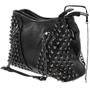 GALPADA Studded Handbag Studded Bag Black Crossbody Bag Rivet Shoulder Bag Leather Tote Bag Crossbody Handbags Rivet Shoulder Bag