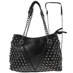 GALPADA Studded Handbag Studded Bag Black Crossbody Bag Rivet Shoulder Bag Leather Tote Bag Crossbody Handbags Rivet Shoulder Bag