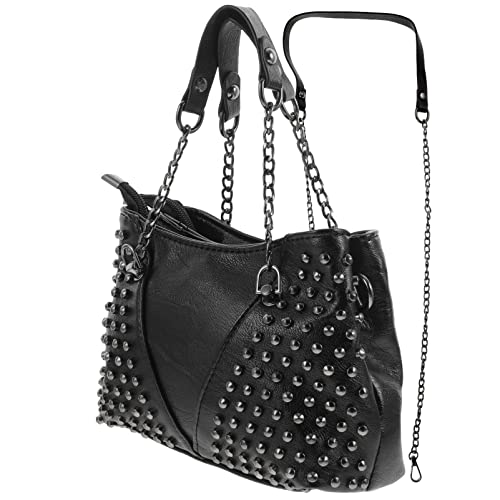 GALPADA Studded Handbag Studded Bag Black Crossbody Bag Rivet Shoulder Bag Leather Tote Bag Crossbody Handbags Rivet Shoulder Bag