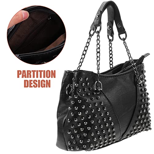 GALPADA Studded Handbag Studded Bag Black Crossbody Bag Rivet Shoulder Bag Leather Tote Bag Crossbody Handbags Rivet Shoulder Bag