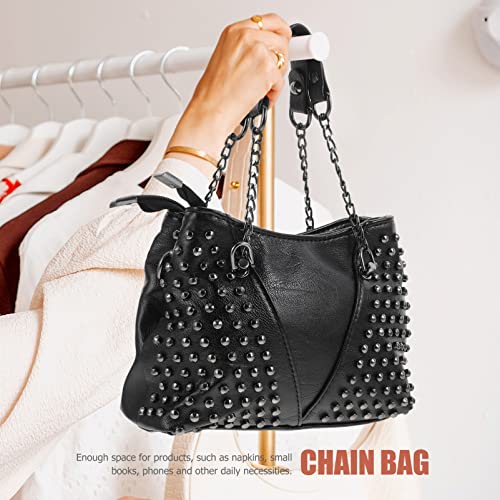 GALPADA Studded Handbag Studded Bag Black Crossbody Bag Rivet Shoulder Bag Leather Tote Bag Crossbody Handbags Rivet Shoulder Bag