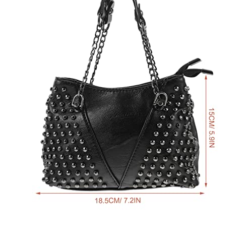 GALPADA Studded Handbag Studded Bag Black Crossbody Bag Rivet Shoulder Bag Leather Tote Bag Crossbody Handbags Rivet Shoulder Bag