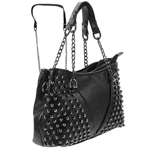 GALPADA Studded Handbag Studded Bag Black Crossbody Bag Rivet Shoulder Bag Leather Tote Bag Crossbody Handbags Rivet Shoulder Bag