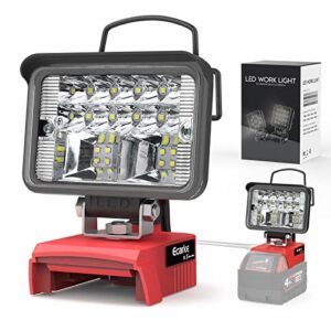 ecarke led work light portable flood light for milwaukee m18 18v lithium battery with usb&typec outdoor charge &low voltage protection plate,20w cordless handheld work light flashlight tools(upgraded）