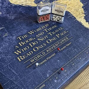 Personalized Gold & Navy Textured Push Pin World Map on Canvas, 3 Sizes, Push Pins Included to Track Travels, World Map Pin Board, Best gift for People Who Travel Gift for Traveler Women Men Couple