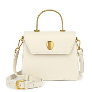 scarleton gold top handle satchel purses for women, handbags for women, crossbody bags for women, shoulder bag purse mini, h208402 – white