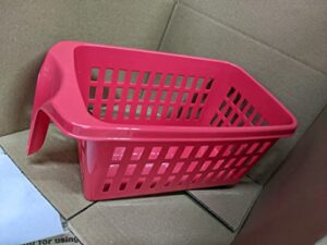 red plastic slotted storage basket with handle – 10-1/4l x 6-3/8w x 5-1/2h (2 baskets)