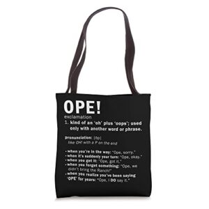 midwest america “ope” tote bag