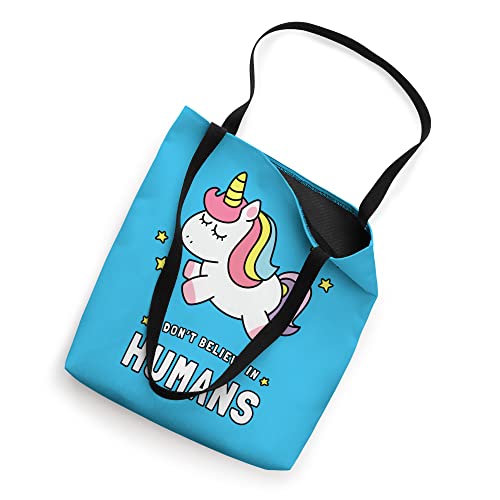 I Don't Believe In Humans Unicorn Rainbow Tote Bag