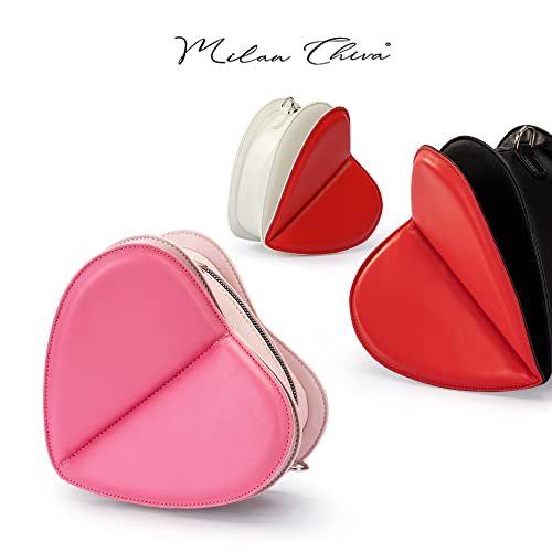 Milan Chiva Crossbody Shoulder Evening Bag for Women Heart Shape Handle Satchel Clutch Purses Ladies Handbags 90s Y2k Bags Pink MC-1024PK