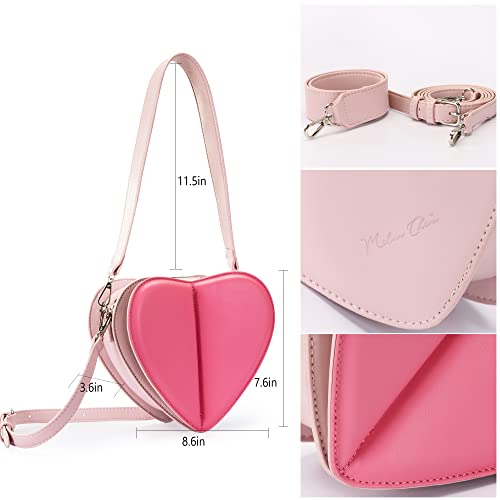 Milan Chiva Crossbody Shoulder Evening Bag for Women Heart Shape Handle Satchel Clutch Purses Ladies Handbags 90s Y2k Bags Pink MC-1024PK