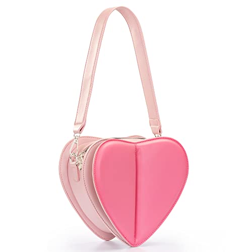 Milan Chiva Crossbody Shoulder Evening Bag for Women Heart Shape Handle Satchel Clutch Purses Ladies Handbags 90s Y2k Bags Pink MC-1024PK