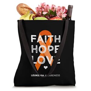 Leukemia Faith Hope Love Orange Ribbon Leukemia Awareness Tote Bag
