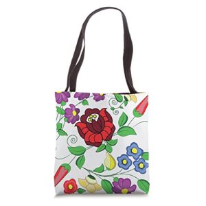 hungarian folk art vector desing from kalocsa printed magyar tote bag