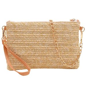 Beurlike Straw Clutch Purses for Women Beach Wristlet Wallet Small Cross body bag for Girls(Natural)