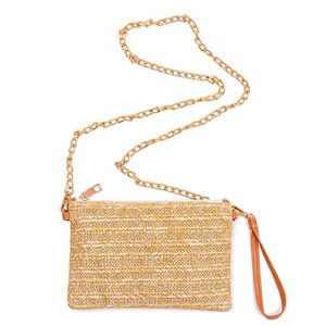 Beurlike Straw Clutch Purses for Women Beach Wristlet Wallet Small Cross body bag for Girls(Natural)