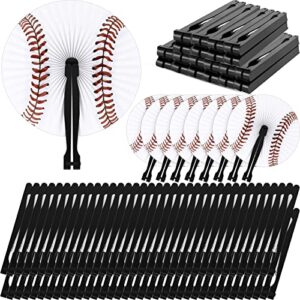 48 pack baseball paper fans decorations party favors round folding fans with plastic handle craft handheld fan baseball cutouts hand hanging fans for weddings sports themed birthday festival kid gift