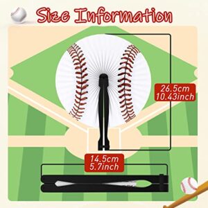 48 Pack Baseball Paper Fans Decorations Party Favors Round Folding Fans with Plastic Handle Craft Handheld Fan Baseball Cutouts Hand Hanging Fans for Weddings Sports Themed Birthday Festival Kid Gift