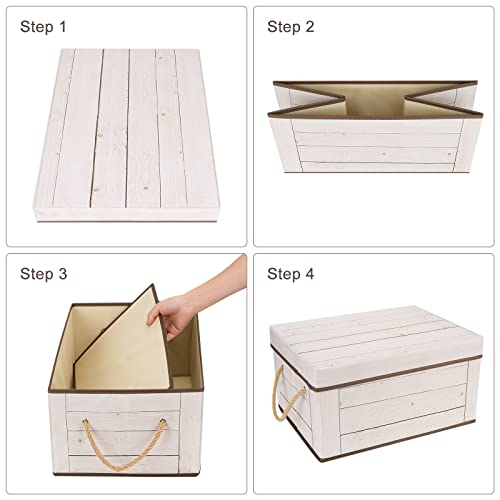 Livememory Storage Bins with Lids - 3 Pack, Decorative Storage Boxes with Lids and Handles