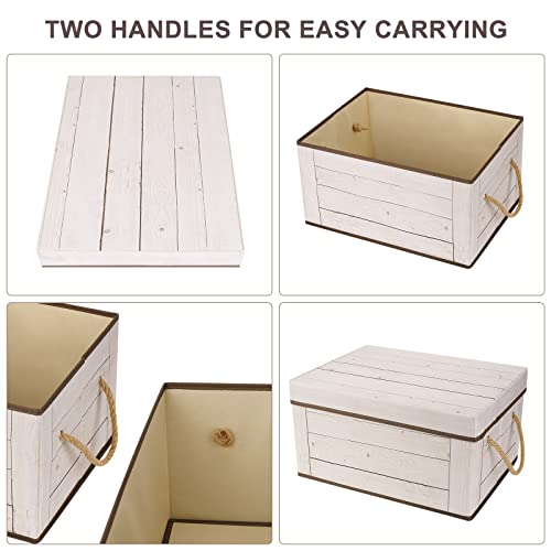 Livememory Storage Bins with Lids - 3 Pack, Decorative Storage Boxes with Lids and Handles