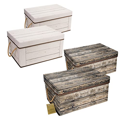 Livememory Storage Bins with Lids - 4 Pack, Decorative Storage Boxes with Lids and Handles