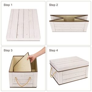 Livememory Storage Bins with Lids - 4 Pack, Decorative Storage Boxes with Lids and Handles