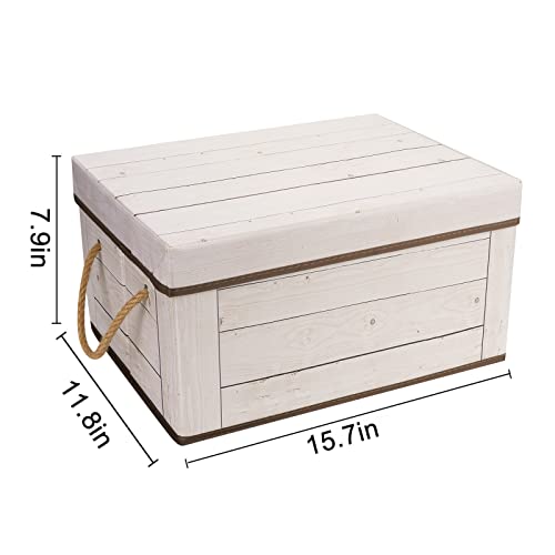 Livememory Storage Bins with Lids - 4 Pack, Decorative Storage Boxes with Lids and Handles