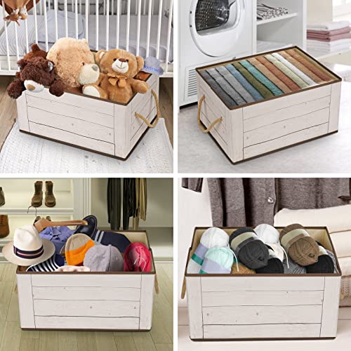 Livememory Storage Bins with Lids - 4 Pack, Decorative Storage Boxes with Lids and Handles