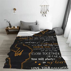 Fathers Gifts Day, Gifts for Dad from Daughter & Son, Warm Soft Double-Side Flannel Throw Blankets, Birthday Gift for Dad, Letter Blanket to Stepfather Fit for Sofa Bedroom, 50" x 60"