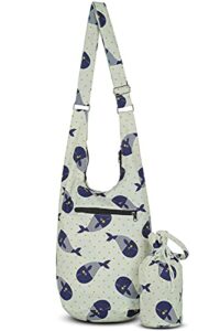 crossbody bags for women crossbody purse hobo bags for women aesthetic shoulder tote bag with zipper and small sack bag (little whale)