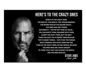 picofyou 16×24 here’s to the crazy one’s poster large; motivational quote posters; jobs inspirational entrepreneurial wall art print home office decor – encouraging gift for boss (unframed)