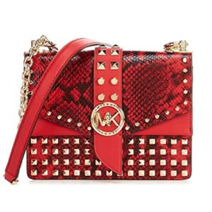 Greenwich Small Studded Snake Embossed Leather Crossbody Bag